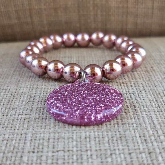 Girl Bracelet Set of 2 Purple and Gold Tone stretched Wrist Band Fashion Jewelry - Picture 11 of 11